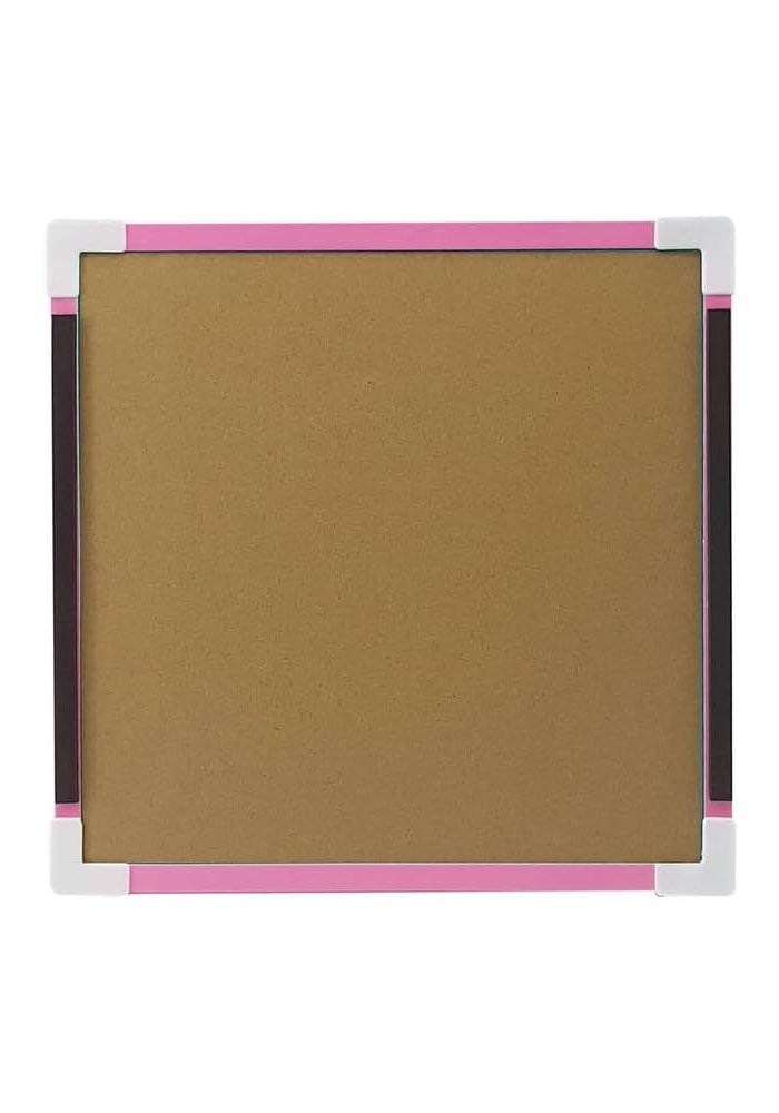 Daiso لوحة بيضاء مربعة من دايسو مع مغناطيس - 25x25 سم (9.8x9.8 بوصة) - إطار وردي - Image 2